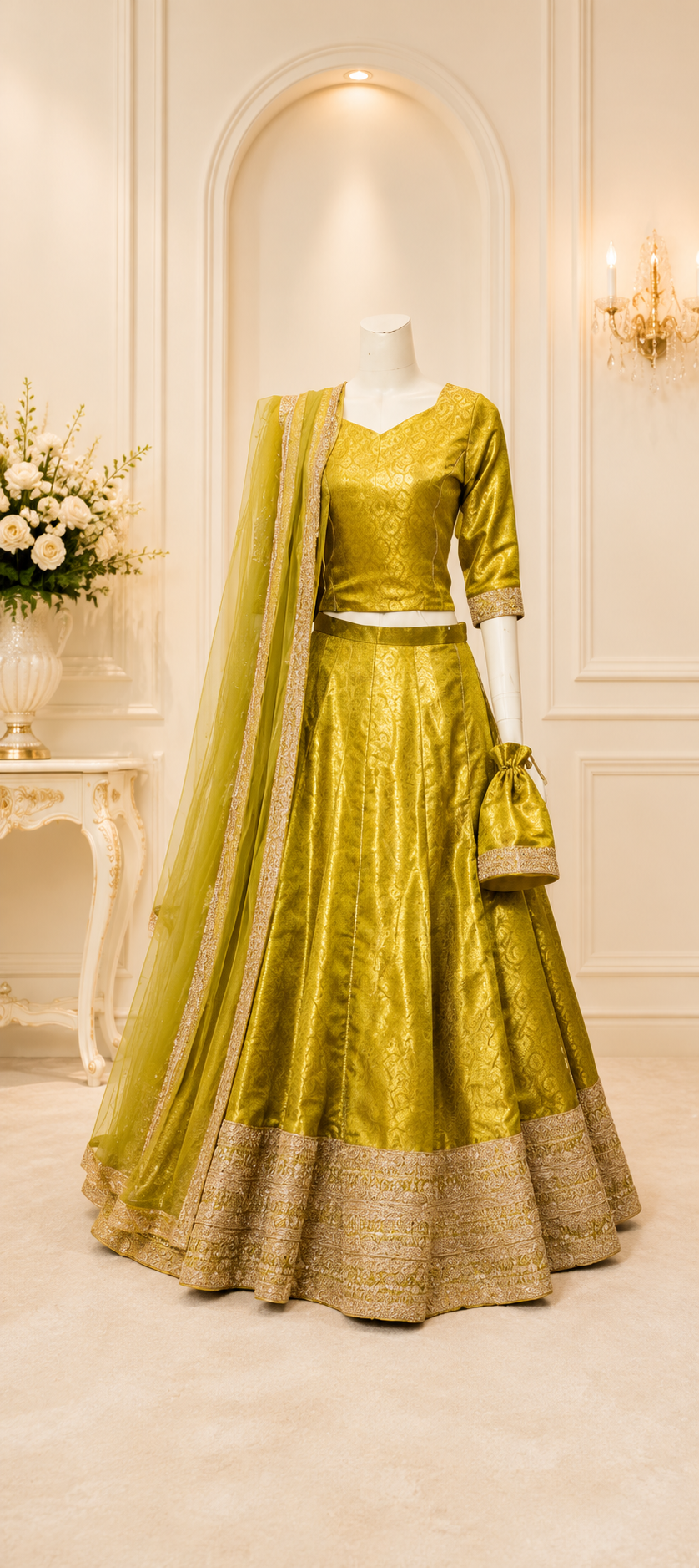 Mehndi Banarsi Lehnga
